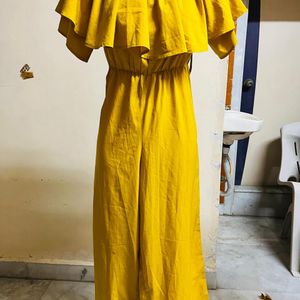 Korean Long Full Yellow Jumpsuit