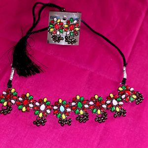 Black Polish Neckpiece And Earrings Set