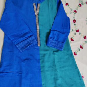 Avaasa kurta, L Size Beautiful Blue Green Shade