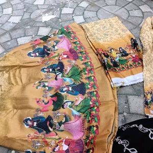 Free Size Lengha with Blouse Piece And Duppatta