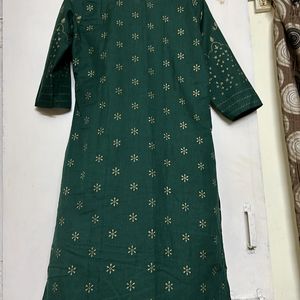 Dark Green Printed Kurta