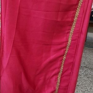 Hot Pink Satin Saree