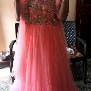 Peach Colour Party Wear Gown