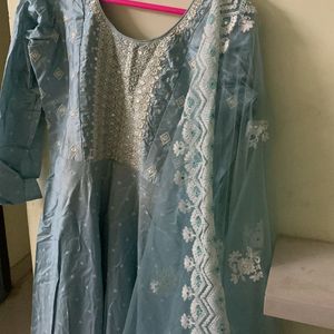 Beautiful Pastel Blue Anarkali Set.