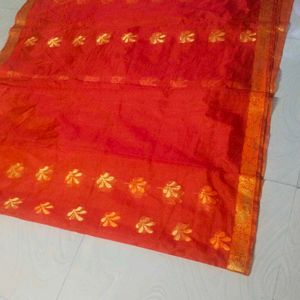 Orange Colour Shinning Organza Saree