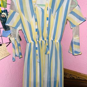 Blue And Yellow Striped Dress