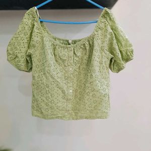 A Green Colour Crop Top