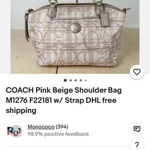 COACH Coded Beige Pink Shoulder Bag