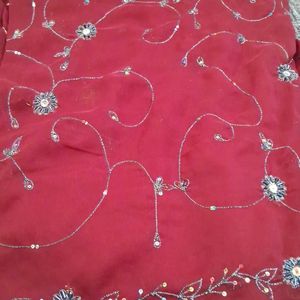 Embroidery  Work Saree With  Out Blouse  Piece