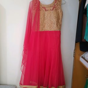 Pink Embroidered Net Anarkali