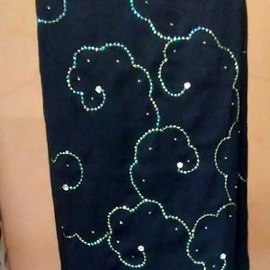 Beautiful Georgette Fancy Chamki Work Black Colour