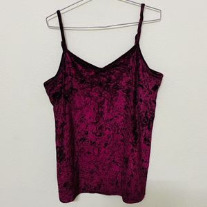 V Neck Velvet Cami Top For Women