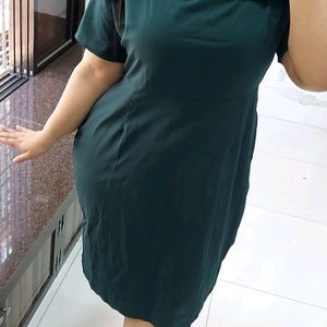 bottle green stright fit bodycon dress