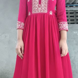 Lucknowi Work Chiffon Gown