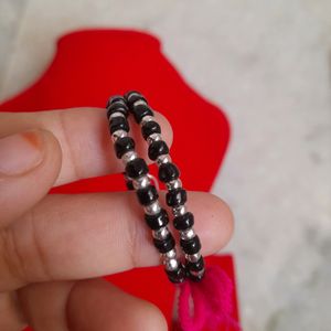 Beautiful New Black Beads Silver Bracelets