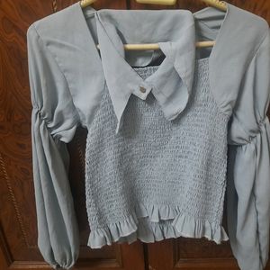 Light Blue Colour Top Strchable With Designer