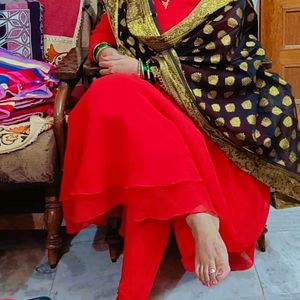 Plain Red Anarkali KURTA