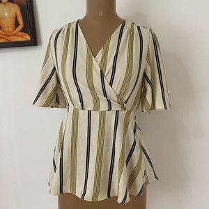 WARDROBE Striped Peplum Top