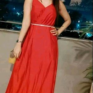 Hot Red Slit Dress For Women