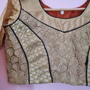 39. Golden Ethnic Lace Crop Top