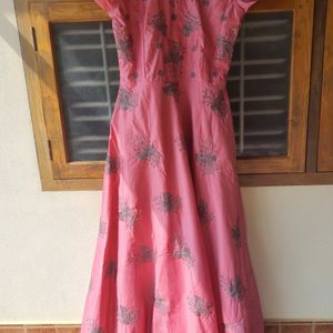 Dusty Pink Gown With Grey Threadwork