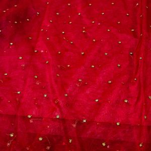 Handwork Soft Net Maroon Saree With Blouse