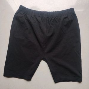 Short For Girls Casual Solid Cotton Linen (Black)