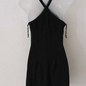 SEXY BLACK HALTER NECK DRESS