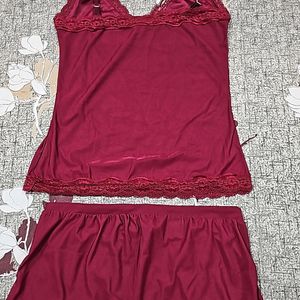 Maroon Two Piece Nighty