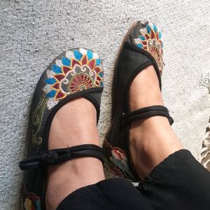 Blue Embroided Sandals Size Uk 4