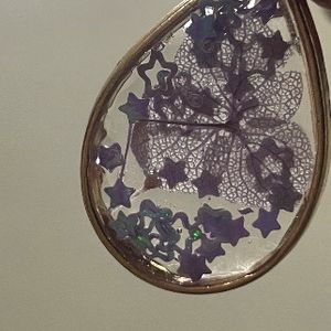 Purple Flower Resin Pendant