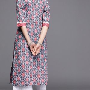 Women Blue And Pink Floral Printed