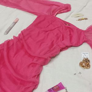 DIWALI SALE!!!!PINK RUCHED BODYCON DRESS