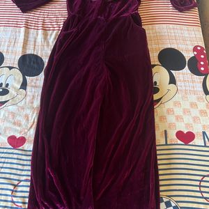 PURPLE MAROON VELVET JUMPSUIT