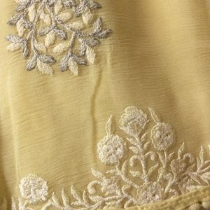 Yellow Chiffon Embroidery Saree