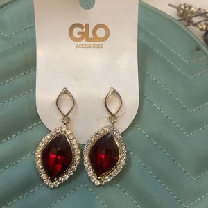 Maroon Crystal Stone Gold Plated Dangler Earring