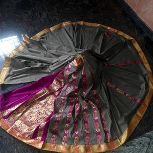 Awsome Meganta With Gray Pattu Saree