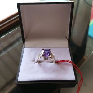 Purple💜 Daimond Ring💍Pure Silver✔