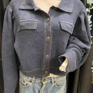 Zara Denim Sweater Cardigan