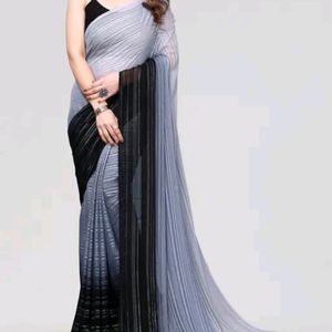 Grey Wid Black Saree