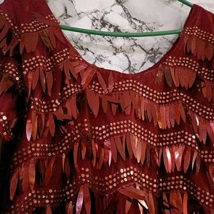 Maroon Harvey Shimmering Party Wear Dress