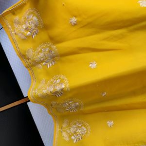 Yellow embroidery Kurta And Salwar