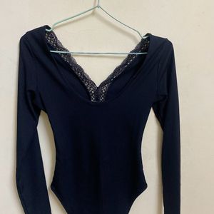 H&M Black Netted Lining Bodysuit