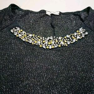 Shinny Black Party-Wear Top For Womens