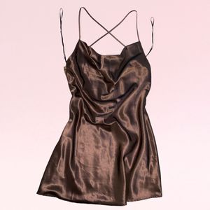 H&M Brown Satin Dress