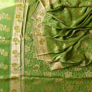 100% Pure Silk Khinkhwab Brocade Saree