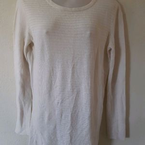 Off White Thin Sweater (Ribbed Material)