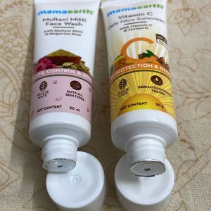 Mamaearth Multani Mitti Facewash And Sunscreen