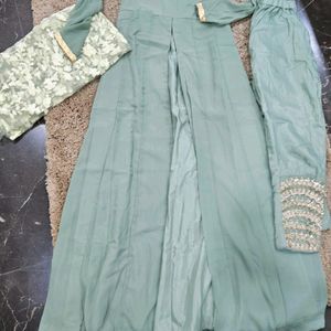 Slit Kurta Anarkali With Trousers and Dupatta