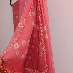 hand knitted chiffon dupatta chunni pink